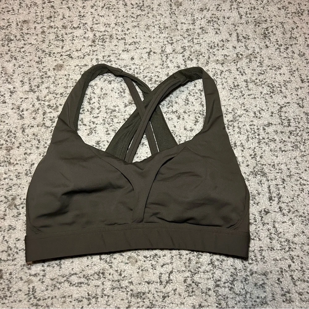 Lululemon Dark Olive Stash it All Padded Sports Bra Size 6